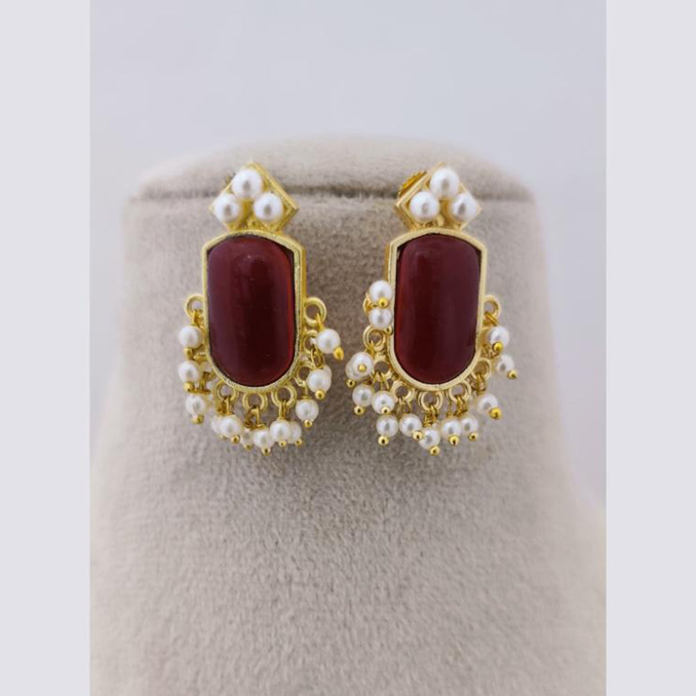 Marudhar Creations Pota Stone Pearl Earrings