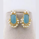 Marudhar Creations Pota Stone Pearl Earrings