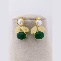 Marudhar Creations Mother of Pearl Pota Stone Dangler Earrings