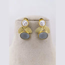 Marudhar Creations Mother of Pearl Pota Stone Dangler Earrings