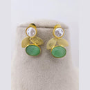 Marudhar Creations Mother of Pearl Pota Stone Dangler Earrings