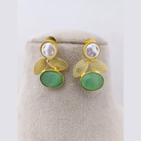 Marudhar Creations Mother of Pearl Pota Stone Dangler Earrings