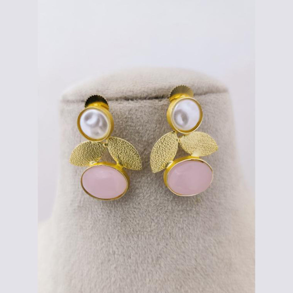 Marudhar Creations Mother of Pearl Pota Stone Dangler Earrings