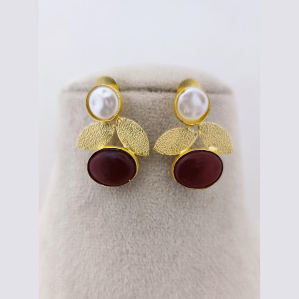 Marudhar Creations Mother of Pearl Pota Stone Dangler Earrings