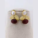 Marudhar Creations Mother of Pearl Pota Stone Dangler Earrings