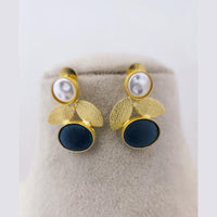 Marudhar Creations Mother of Pearl Pota Stone Dangler Earrings