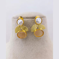 Marudhar Creations Mother of Pearl Pota Stone Dangler Earrings