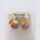 Marudhar Creations Mother of Pearl Pota Stone Dangler Earrings