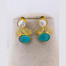 Marudhar Creations Mother of Pearl Pota Stone Dangler Earrings