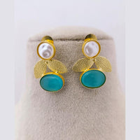 Marudhar Creations Mother of Pearl Pota Stone Dangler Earrings