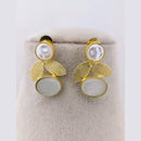 Marudhar Creations Mother of Pearl Pota Stone Dangler Earrings