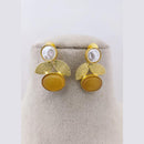 Marudhar Creations Mother of Pearl Pota Stone Dangler Earrings