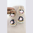 Marudhar Creations Royal Gold Matte Finish  Pearl Meenakari Jhumki Earrings