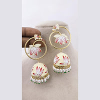 Marudhar Creations Royal Gold Matte Finish  Pearl Meenakari Jhumki Earrings