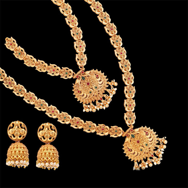 Merwara Gold Plated Pota Stone Necklace Combo