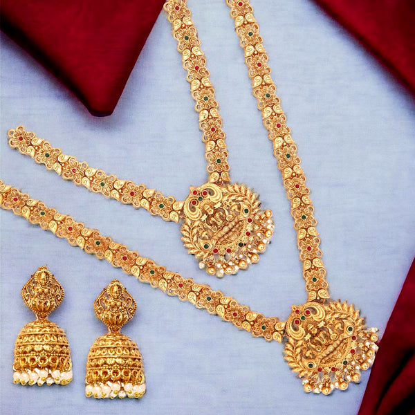 Merwara Gold Plated Pota Stone Temple Necklace Combo