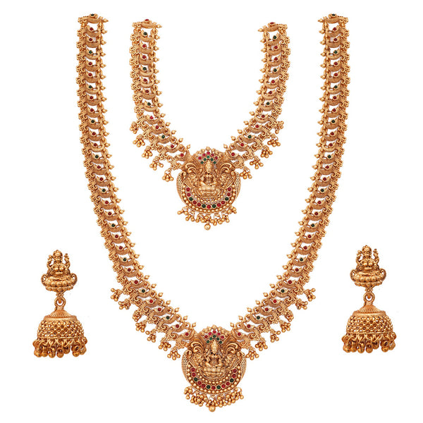 Merwara Gold Plated Pota Stone Temple Necklace Combo