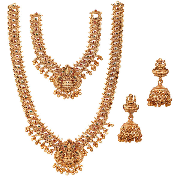 Merwara Gold Plated Pota Stone Temple Necklace Combo