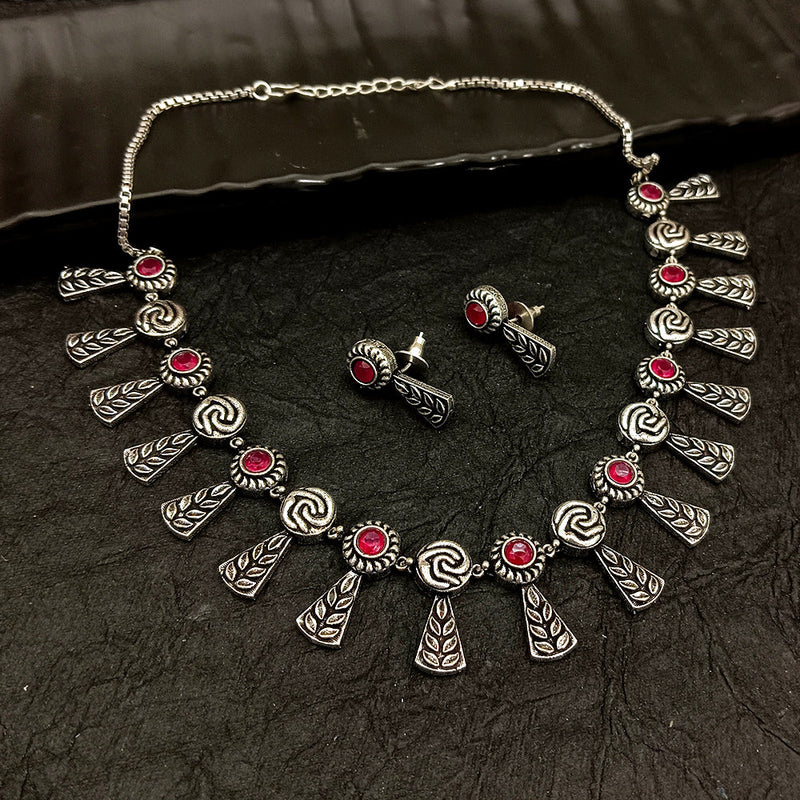 Deep Jewell Oxidised Plated Necklace Set