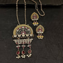 Deep Jewell 2 Tone Plated Kundan And Pearl Long Necklace Set