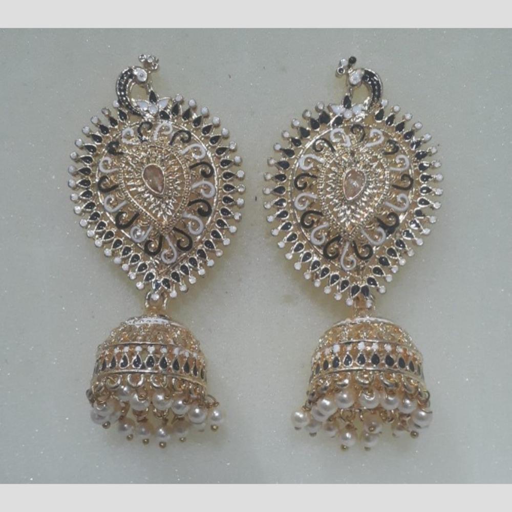 Infinity Jewels Gold Plated Crystal Stone And Meenakari Jhumki Earrings