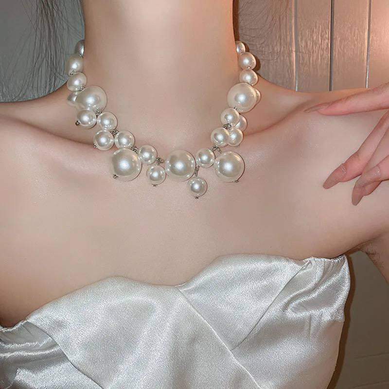 Glam Jewellery Retro Pearl French Exaggerated Collar Chain Temperament Necklace