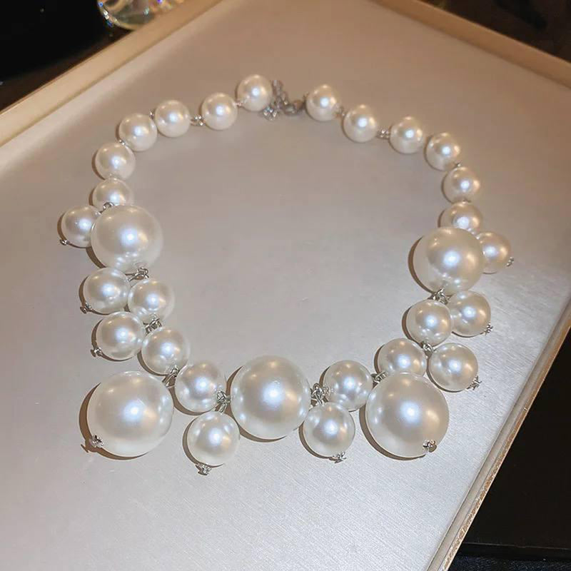 Glam Jewellery Retro Pearl French Exaggerated Collar Chain Temperament Necklace