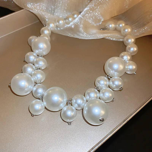 Glam Jewellery Retro Pearl French Exaggerated Collar Chain Temperament Necklace