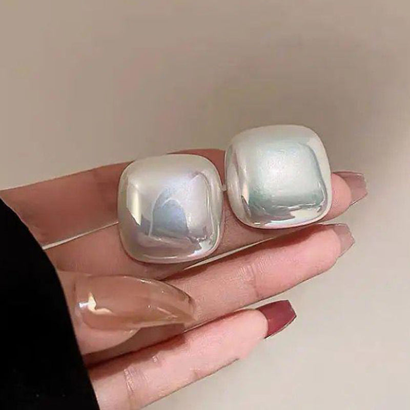 Glam Jewellery Shiny Round And Square Baroque  Pearl Stud Earrings