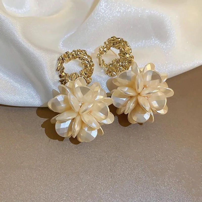 Glam Jewellery Gold Electroplated Resin Acrylic Floral Drop Earrings