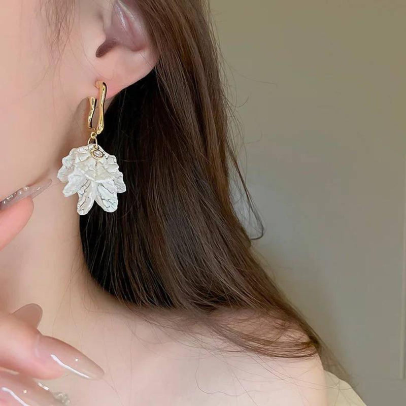 Glam Jewellery Gold Electroplated Silver Needle Floral Tassel French Earrings