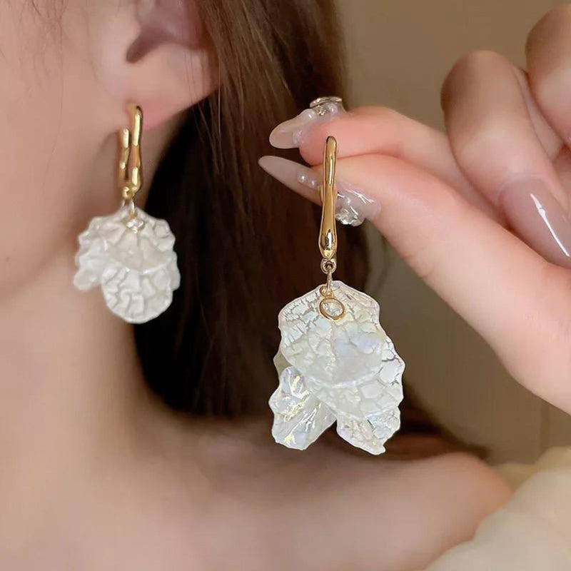 Glam Jewellery Gold Electroplated Silver Needle Floral Tassel French Earrings