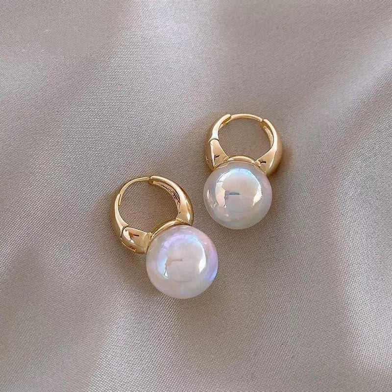 Glam Jewellery Gold Electro Plated Mermaid Pearl Huggies Earrings