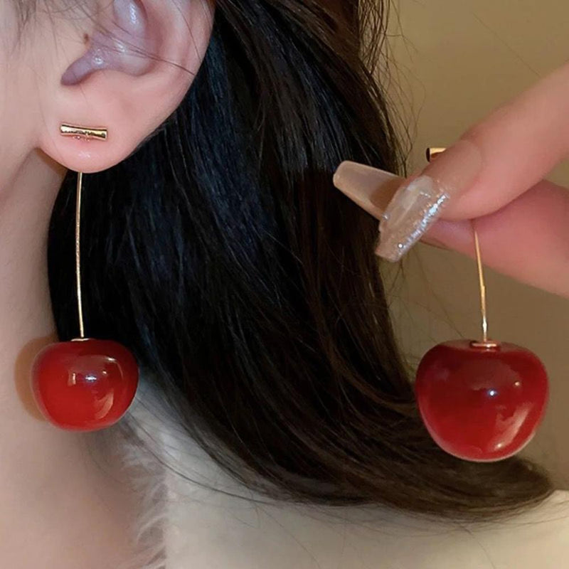 Glam Jewellery Acrylic Resin Cherry Dangler Drop Earrings