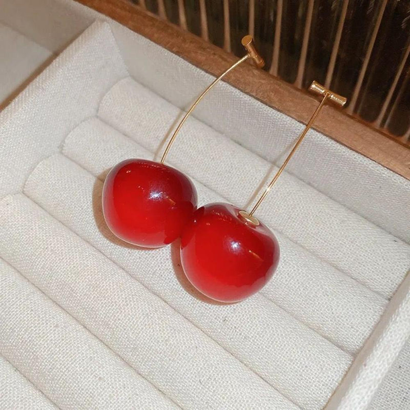 Glam Jewellery Acrylic Resin Cherry Dangler Drop Earrings