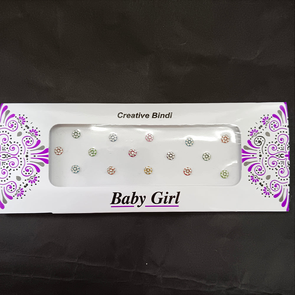 Baby Girl Bindi Austrian Stone Round Shape Velvet Bindi