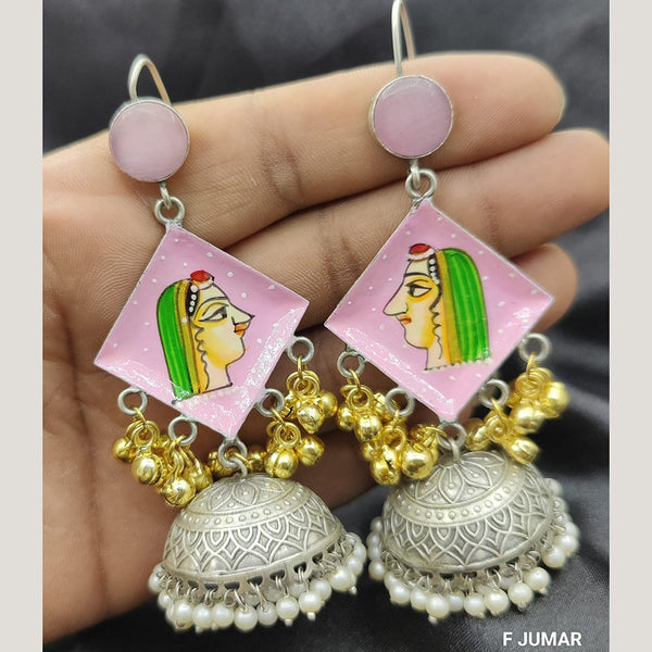 Fancyla 2 Tone Plated Maharaja Style Ghungroo Jhumki Earrings