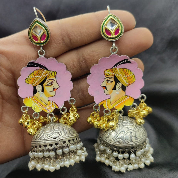 Fancyla 2 Tone Plated Maharaja Style Ghungroo Jhumki Earrings