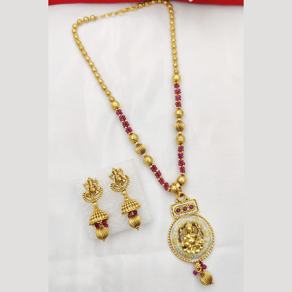 Fancyla Gold Plated Kundan Stone And Lord Pearls Long Necklace Set