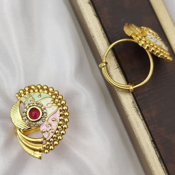 Fancyla Gold Plated Kundan Stone And Meenakari Rings