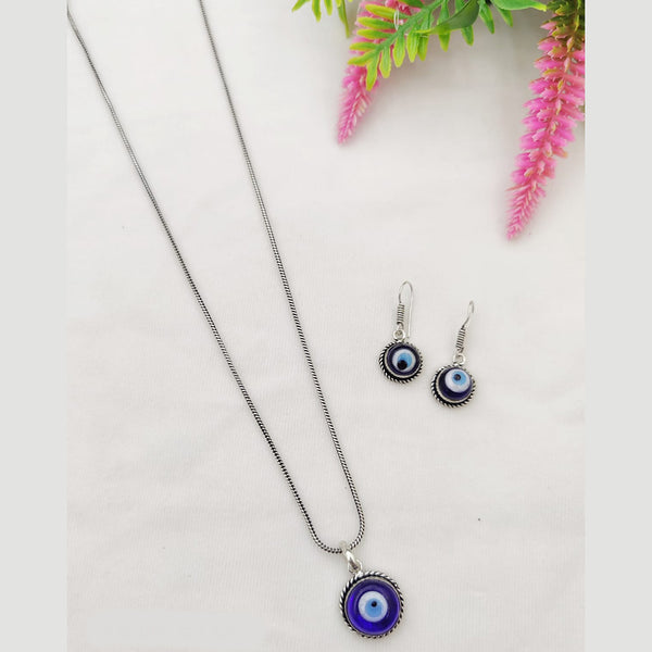 Fancyla Silver Plated Evil Eye Chain Pendant Set