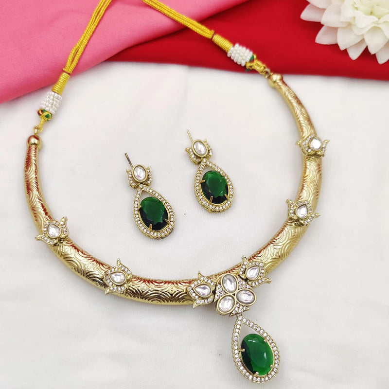 Fancyla Gold Plated Kundan Stone And Crystal Stone Necklace Set