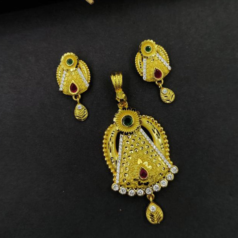 Fancyla Gold Plated Pota Stone Pendant Set