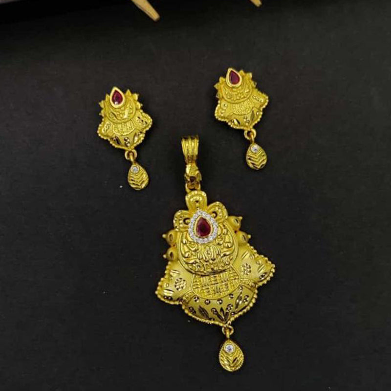 Fancyla Gold Plated Pota Stone Pendant Set