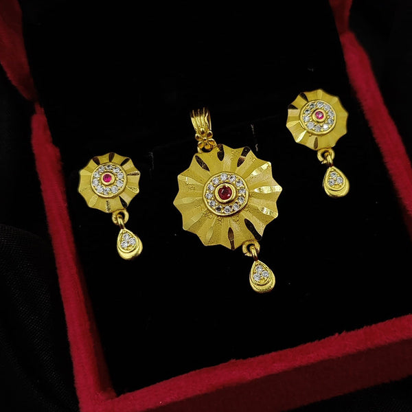 Fancyla Gold Plated Pota Stone Pendant Set