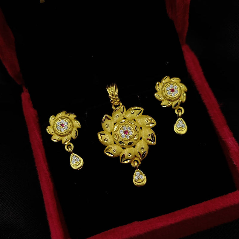 Fancyla Gold Plated Pota Stone Pendant Set