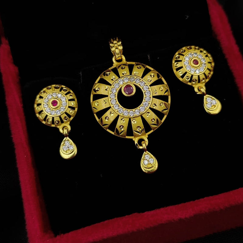 Fancyla Gold Plated Pota Stone Pendant Set