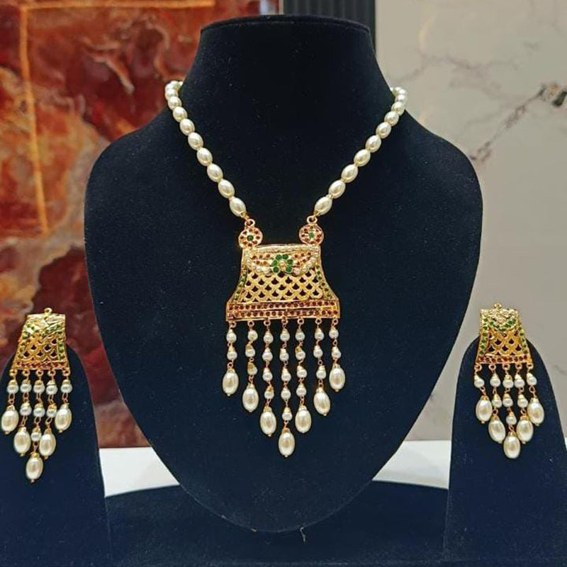 Everlasting Jadau Gold Plated Pearl Jadau Necklace Set