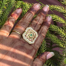 Everlasting Jadau Gold Plated Pota Stone And Pearls Jadau Ring