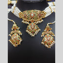 Everlasting Jadau Gold Plated Pota Stone Necklace Set